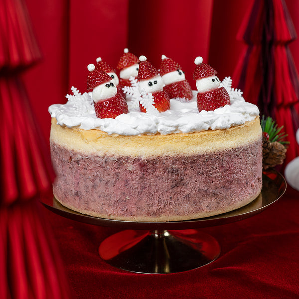 Pie de queso con fresas rostizadas edición Navidad